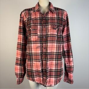 ❤️ Guess Men's Red Black Yellow Plaid Button Up Shirt L